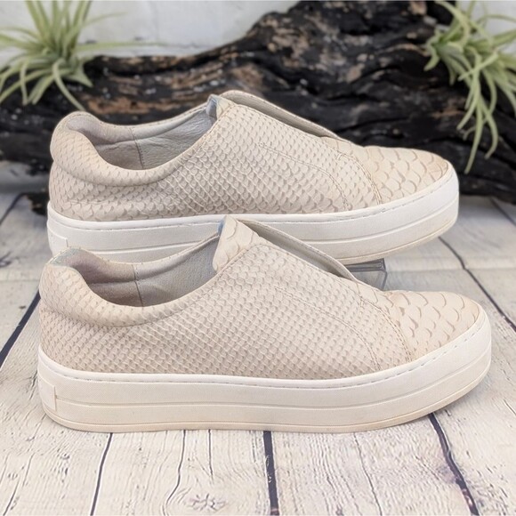 J/Slides Heidi Slip-On Leather Sneakers - Snake Embossed Cream - Picture 4 of 13